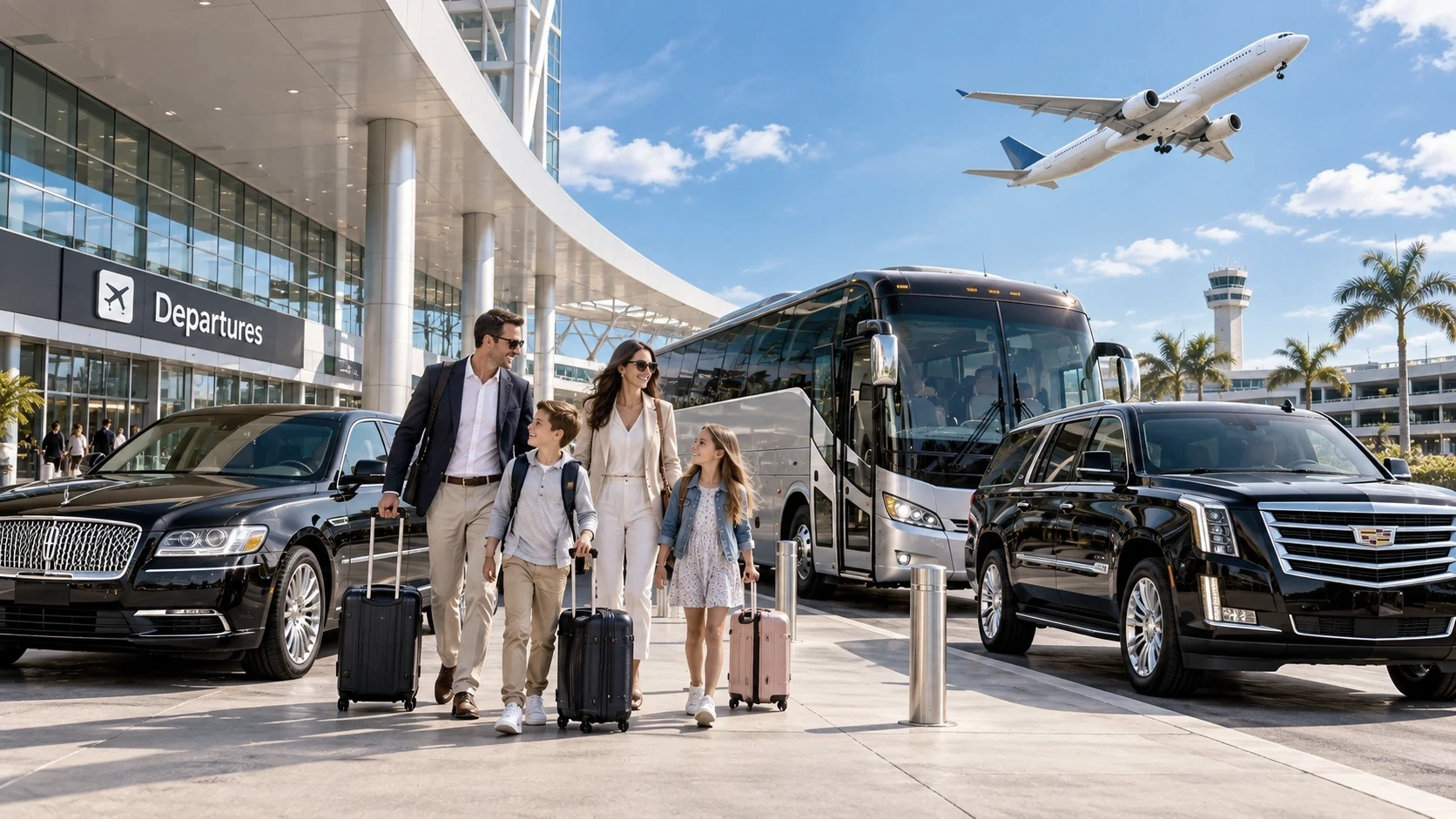 Group charter transportation at a Las Vegas area airport